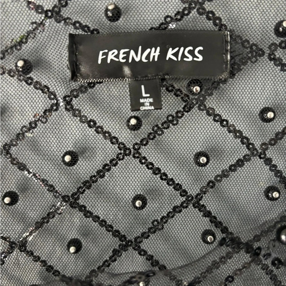 French Kiss | mesh | bead | geometric | long sleeve | crop | top | nwot | large - Picture 4 of 10